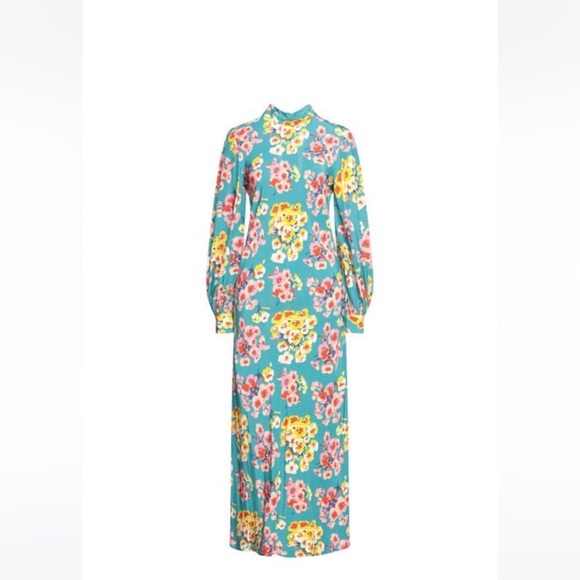Paul & Joe Turquoise Floral Maxi with neck tie - Picture 2 of 13